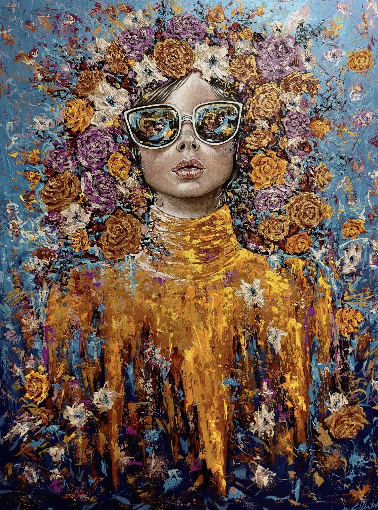 Obraz „Majestat jesieni” autorstwa Elena Adele Dmitrenko, rozmiar: 48 x 36 in, wykonany z akryl impasto na płótnie, medium Malarstwo, z Naples, Floryda, USA, część serii Majestatyczna Dama, cena: $5200