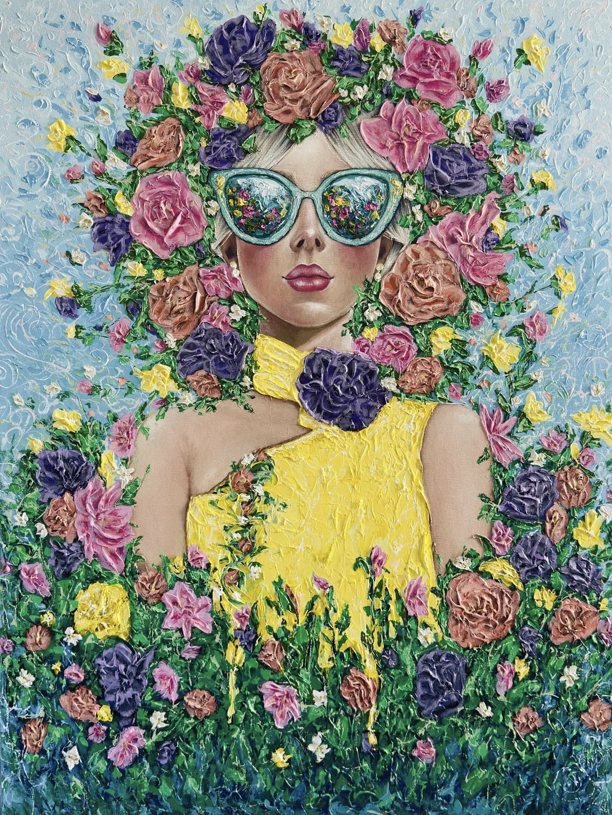Obraz Majestat Wiosny autorstwa Elena Adele Dmitrenko, rozmiar: 48 x 36 in, wykonany z impasto akryl na płótnie, medium Malarstwo, z Polska, część serii Majestatyczna Dama, cena: $5200
