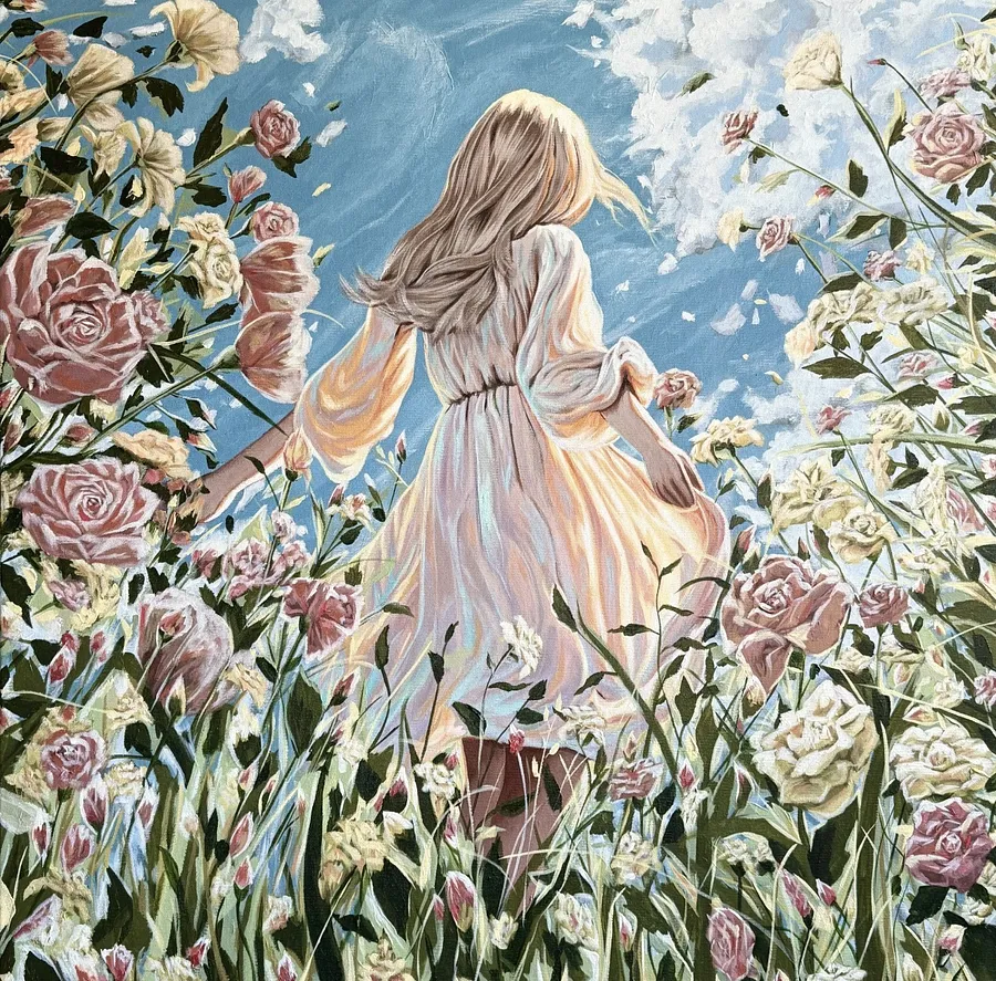 Image of New Horizons by Elena Adele Dmitrenko, size: 48 x 48 in, made of acrylic on canbvas, Painting medium, from Poland, part of the Forever Moment's series, priced at $4800