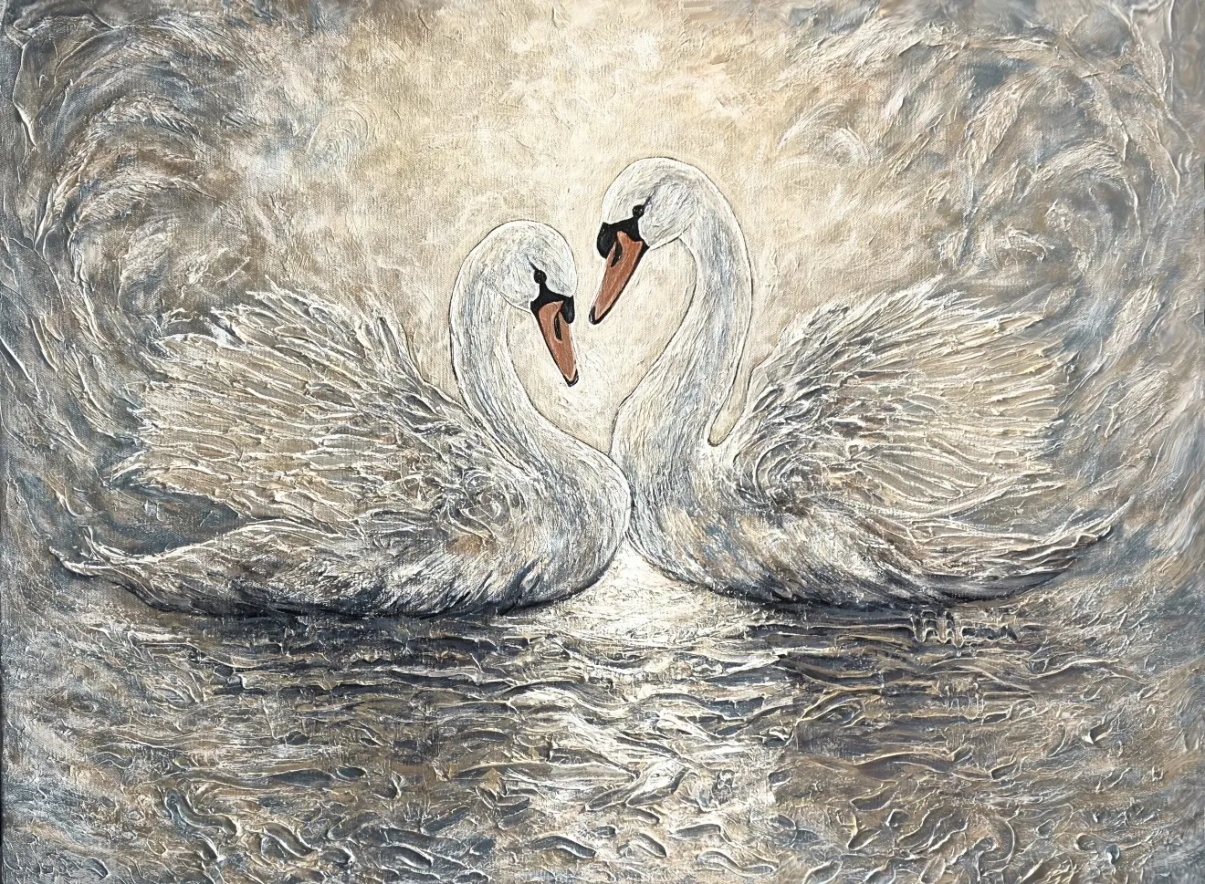 Image of The Bond of Souls by Elena Adele Dmitrenko, size: 36 x 48 in, made of acrylic impasto on canvas, Painting medium, from Poland, part of the Bond of Souls series, priced at $4200