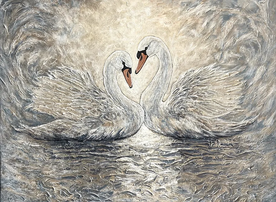 Bild von Das Band der Seelen von Elena Adele Dmitrenko, Größe: 36 x 48 in, hergestellt aus Acryl-Impasto auf Leinwand, Malerei Medium, aus Polen, Teil der Seelenbund Serie, zum Preis von $4200
