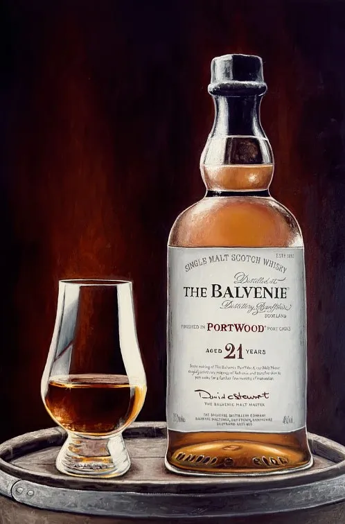 Image of The Balvenie by Elena Adele Dmitrenko, size: 36 x 24 inches, made of acrylic on canvas, Painting medium, from Poland, part of the Still Life series, priced at $3600