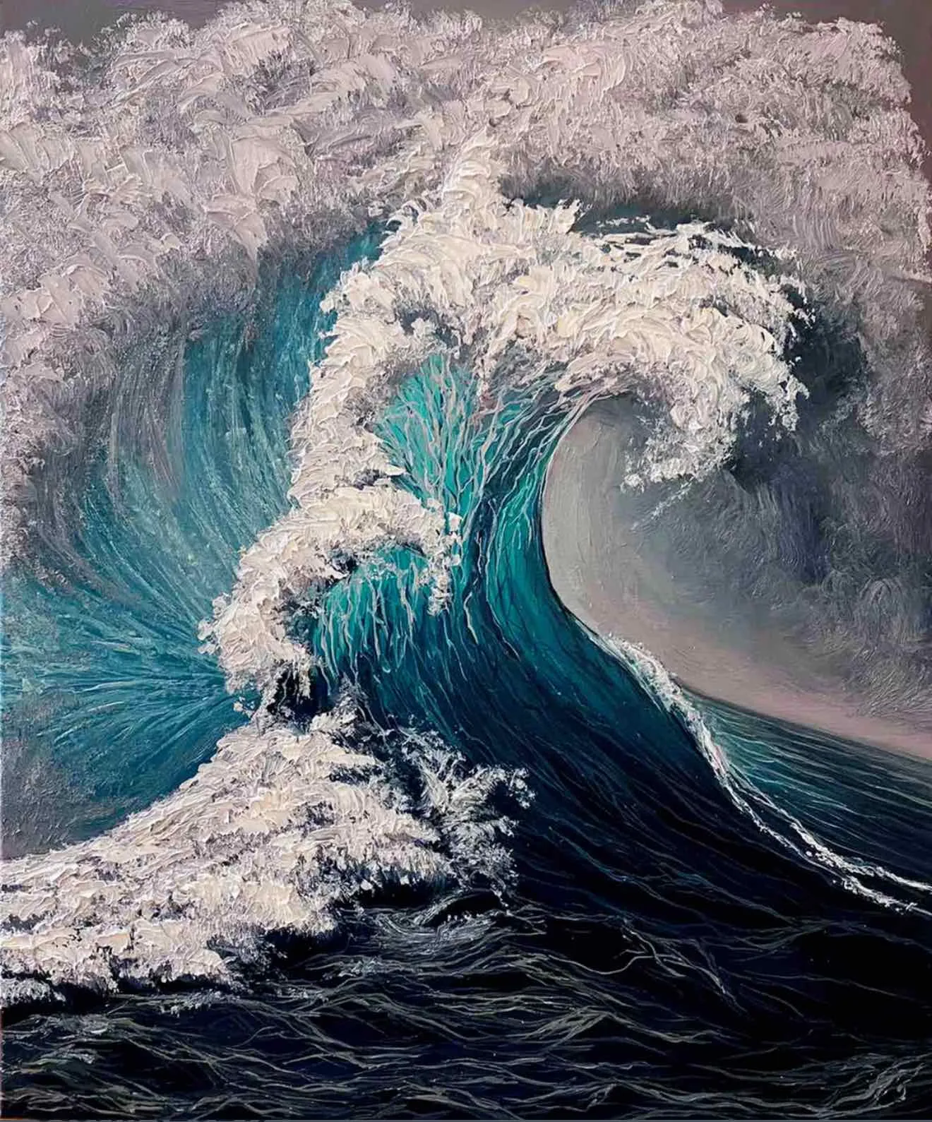 Image of Storm by Elena Adele Dmitrenko, size: 60 x 50 cm, made of oil on canvas, Painting medium, part of the Ocean series, priced at $980