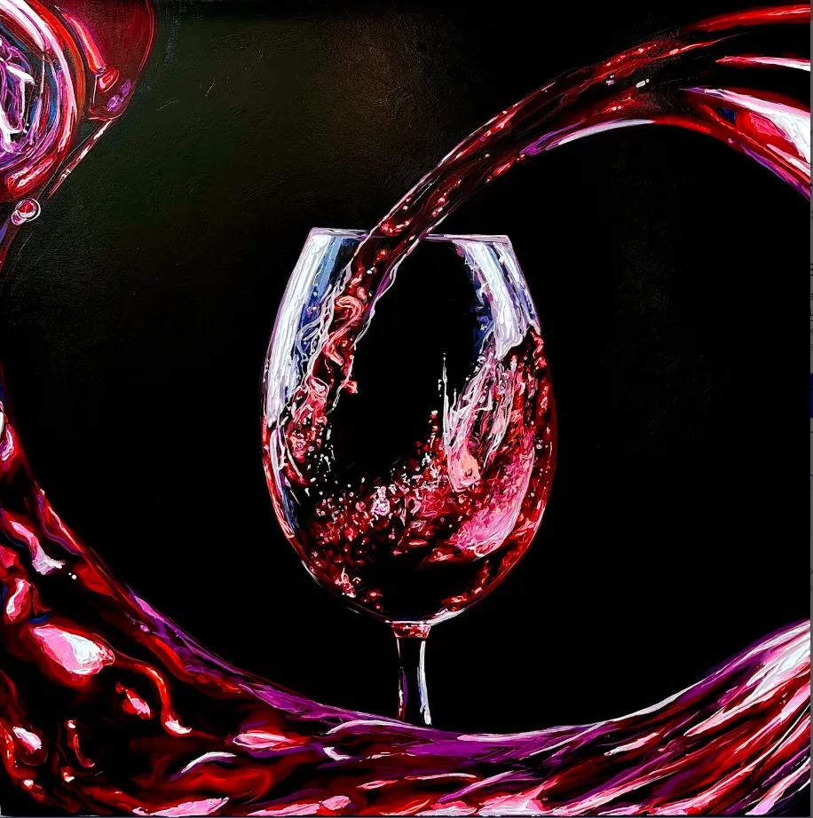 Imagen de Vaso con un vino tinto de Elena Adele Dmitrenko, parte de la serie Naturaleza muerta