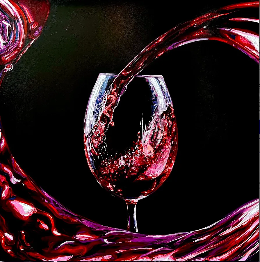 Image of Glass with a Red WIne by Elena Adele Dmitrenko, part of the Still Life series