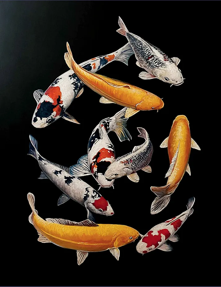 Image of Koi Carps by Elena Adele Dmitrenko, part of the Animals series, priced at €3800