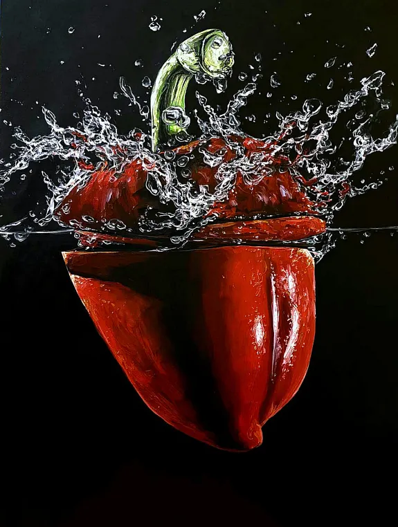 Image of Red pepper Underwater by Elena Adele Dmitrenko, part of the Still Life series