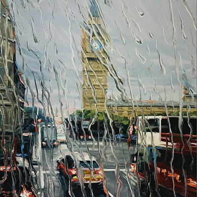 Rainy day at city