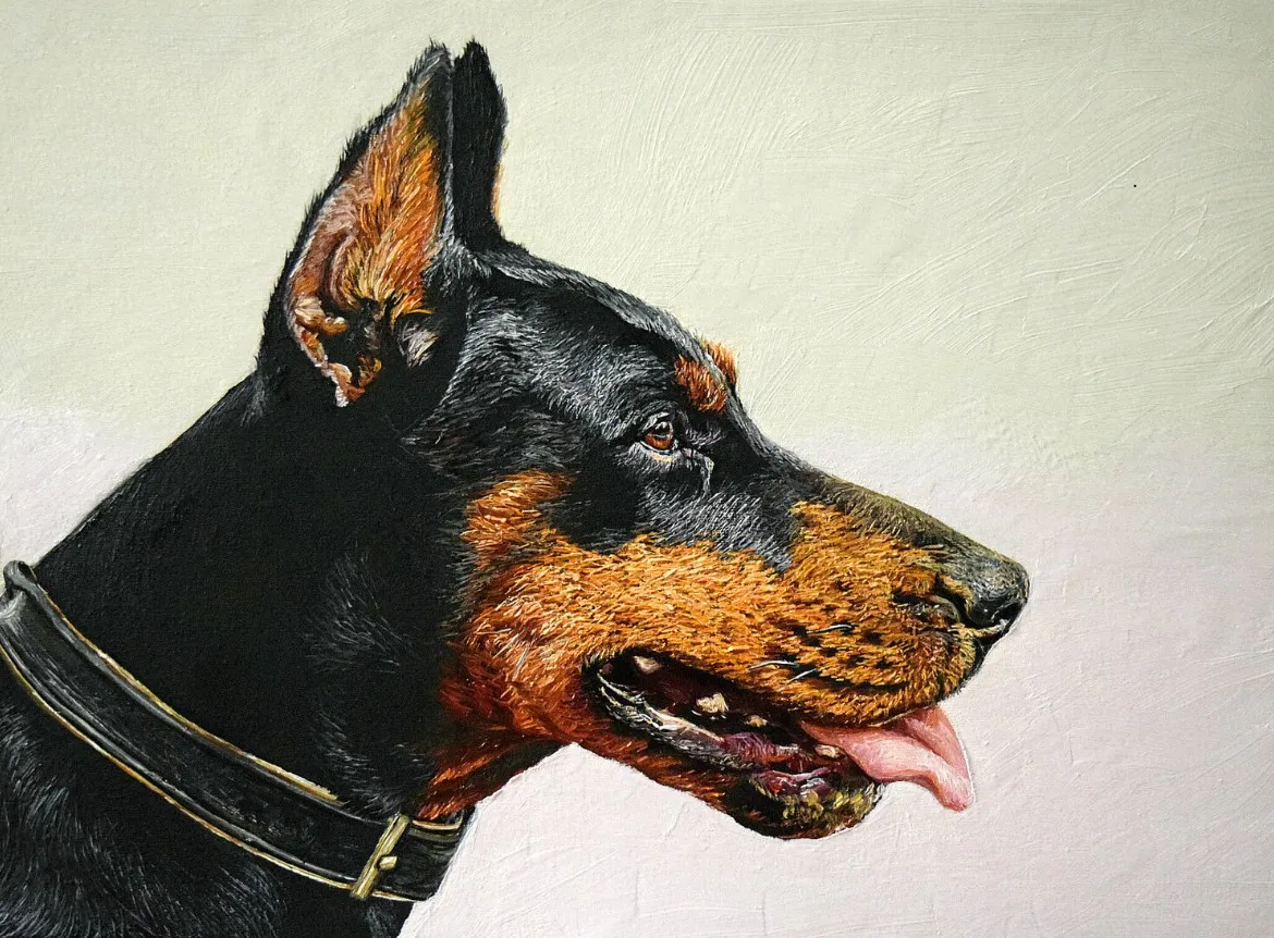 Obraz Doberman autorstwa Elena Adele Dmitrenko, część serii Zwierzęta, cena: €1200