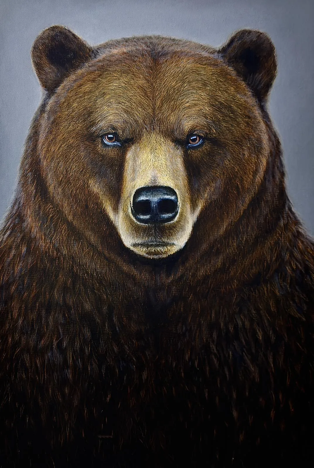 Image of Grizzly Bear by Elena Adele Dmitrenko, size: 24 x 36 inches, 60 x 90 cm, Painting medium, part of the Animals series, priced at $3200