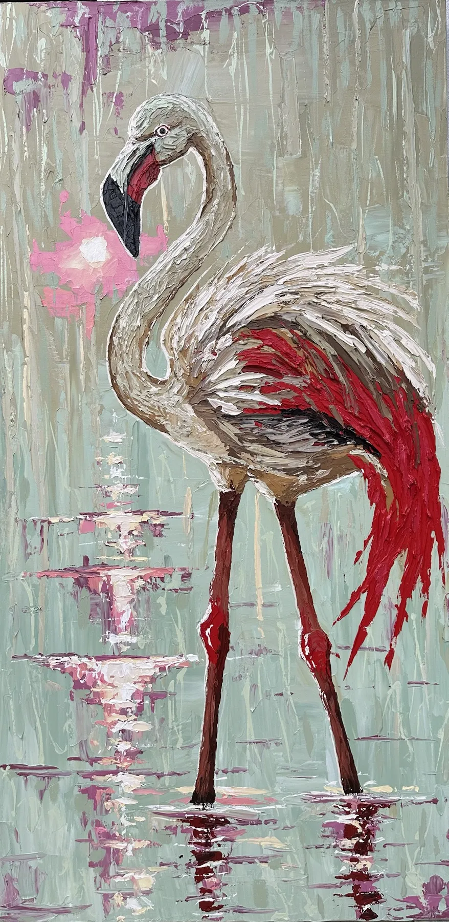 Bild von Grüner Flamingo von Elena Adele Dmitrenko, Teil der Florida Style Serie