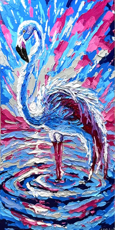 Image of Cute blue flamingo by Elena Adele Dmitrenko