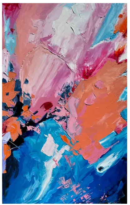 Obraz Kolory kwitną autorstwa Elena Adele Dmitrenko, rozmiar: 48 x 30 inches ,76 x 122 cm, wykonany z olej na płótnie, medium Malarstwo, z Naples, Floryda, USA, część serii Abstrakcja, cena: $3200