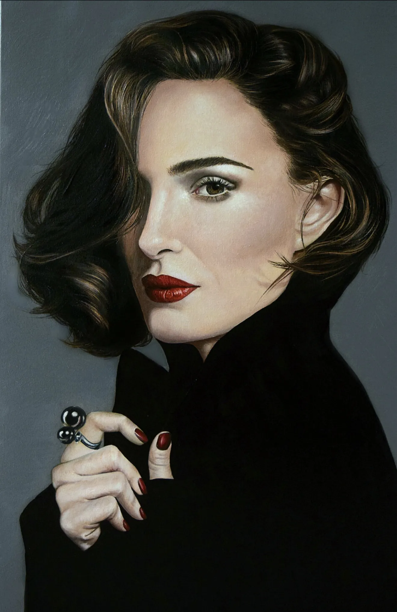 Obraz Natalie Portman autorstwa Elena Adele Dmitrenko, rozmiar: 80 x 50 cm / 32 x 20 inches, wykonany z olej na płótnie, część serii Portretu, cena: $2800