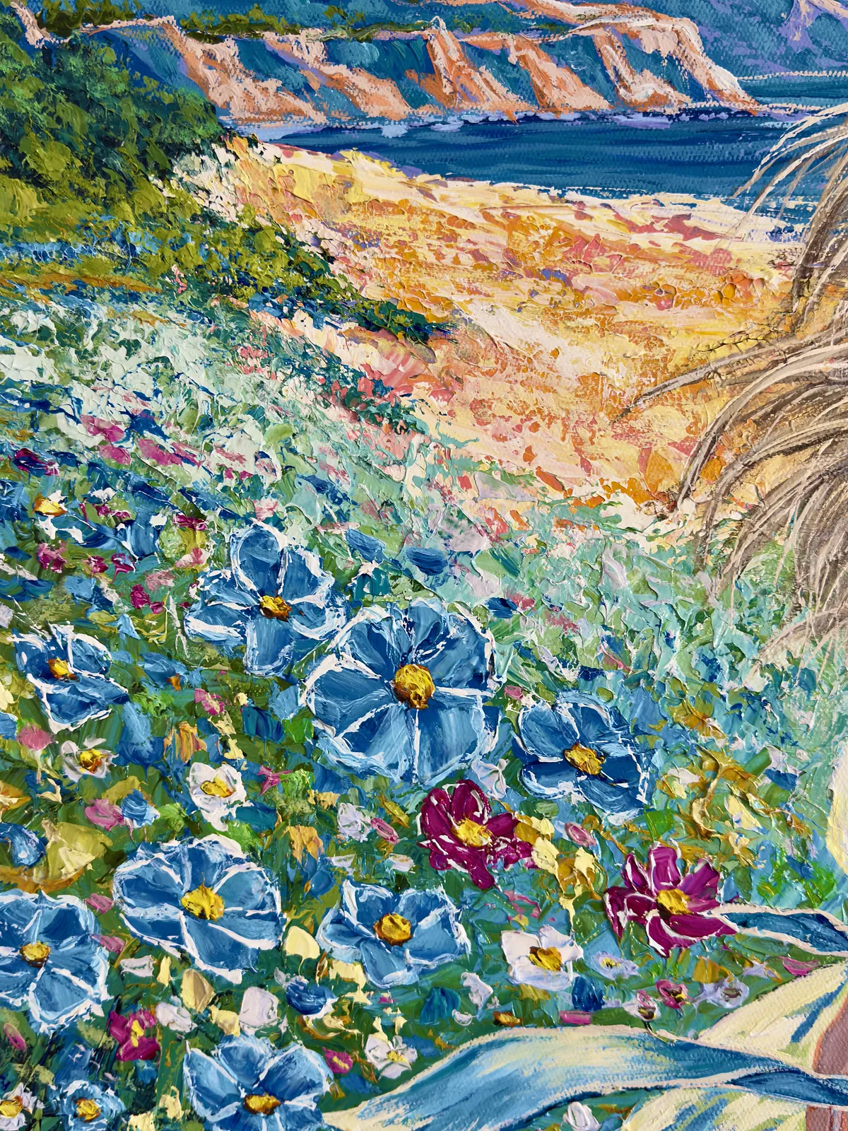 Obraz Wieczne lato autorstwa Elena Adele Dmitrenko, rozmiar: 48 x 48 in, wykonany z impasto akryl na płótnie, medium Malarstwo, z Polska, część serii Wieczny moment, cena: $4600 Zdjęcie 7 z 9.