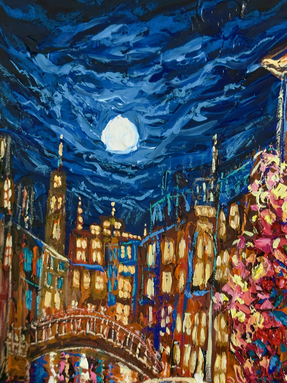 Image of Moments with You by Elena Adele Dmitrenko, size: 60 x 40 cm, made of Acrylic impasto on canvas , Painting medium, part of the Forever Moment's series, priced at $1280 Photo 4 of 8.