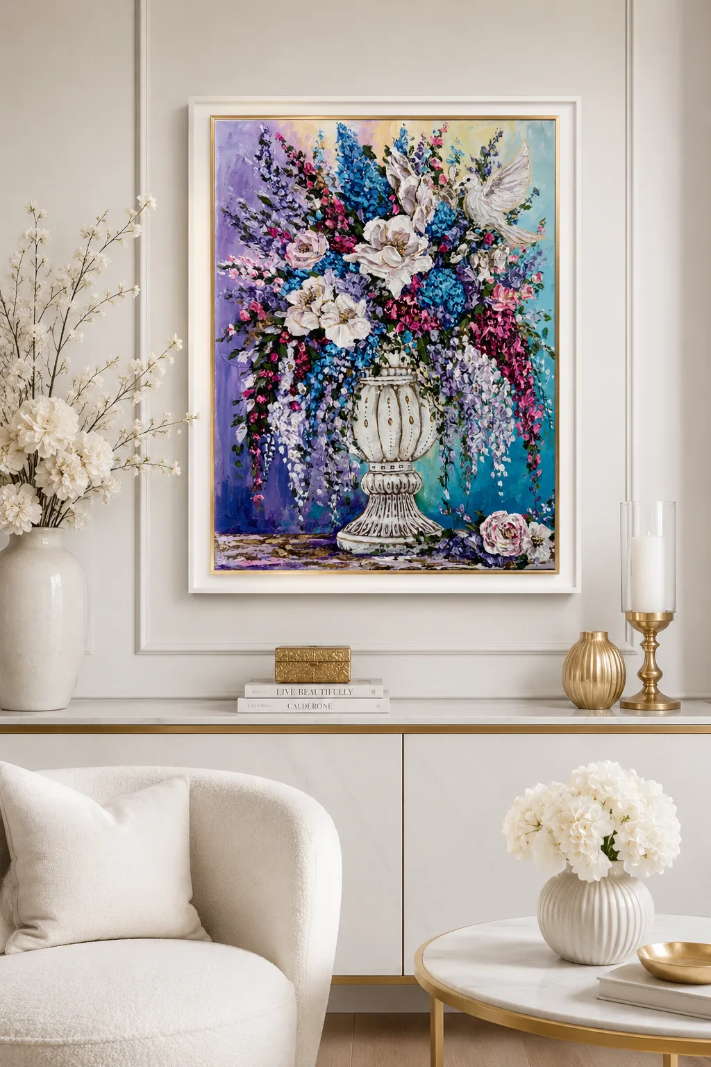 Imagen de Florecer de Elena Adele Dmitrenko, tamaño: 61 x 46 cm, hecho de acrílico impasto sobre lienzo, medio Pintura, de Polonia, parte de la serie Jardín Mágico, con un precio de $1280 Foto 2 de 12.